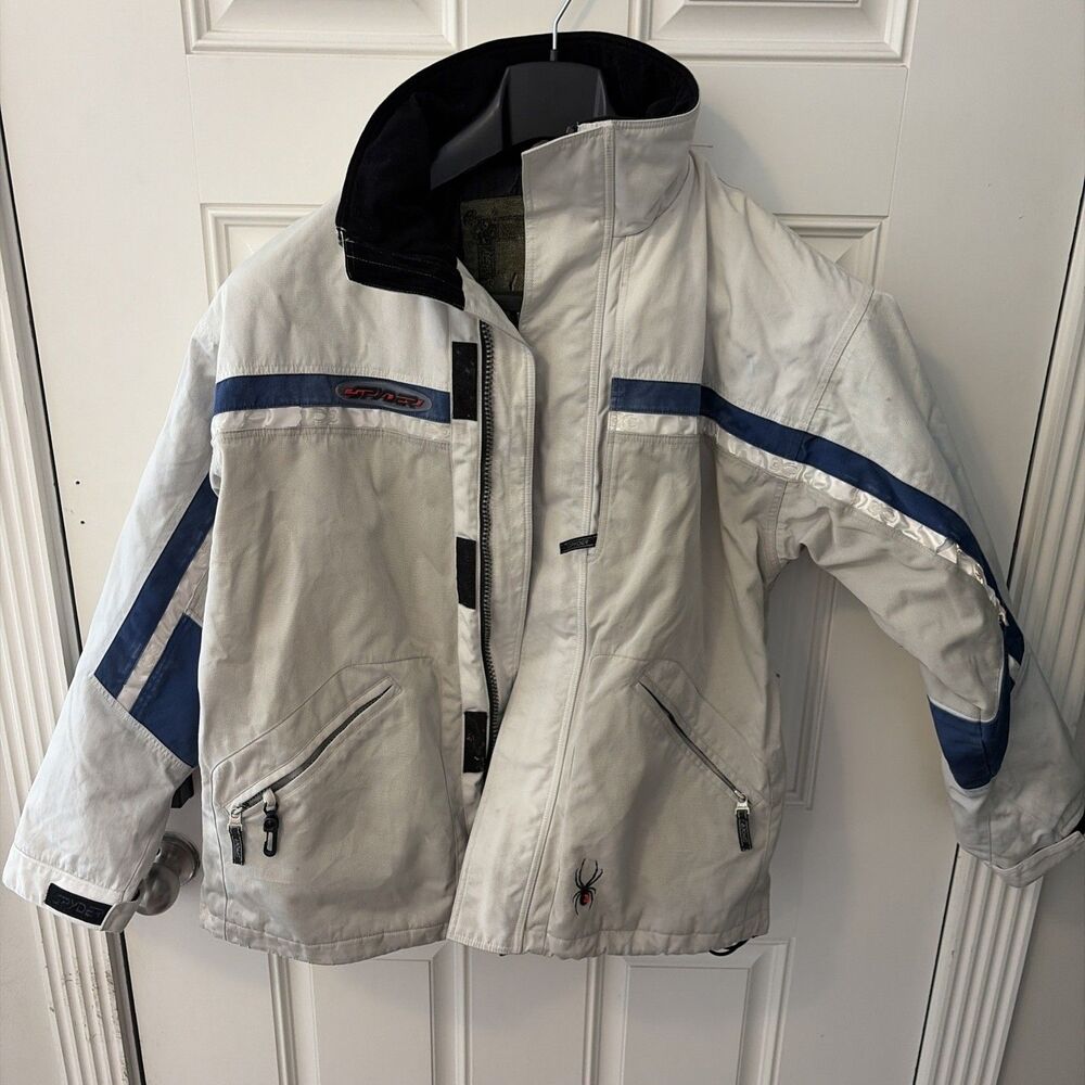 Spyder Ski Jacket Men’s Large Gray Beige Black Colorblock Insulated Waterproof